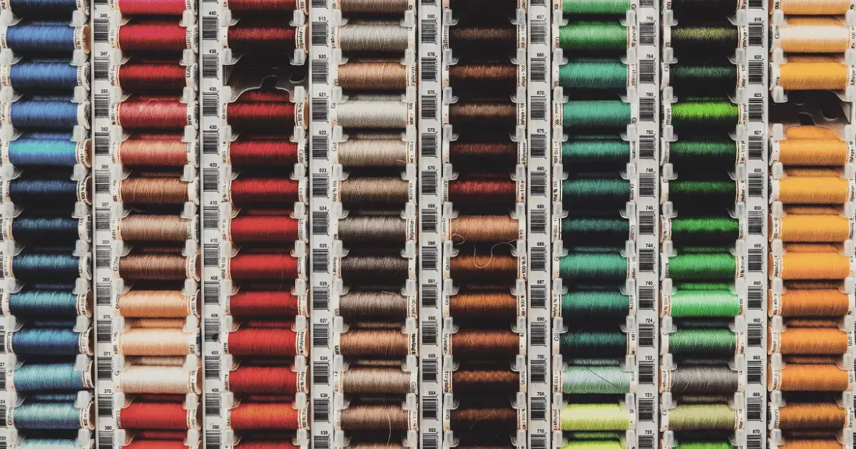 spools of thread in a craft store